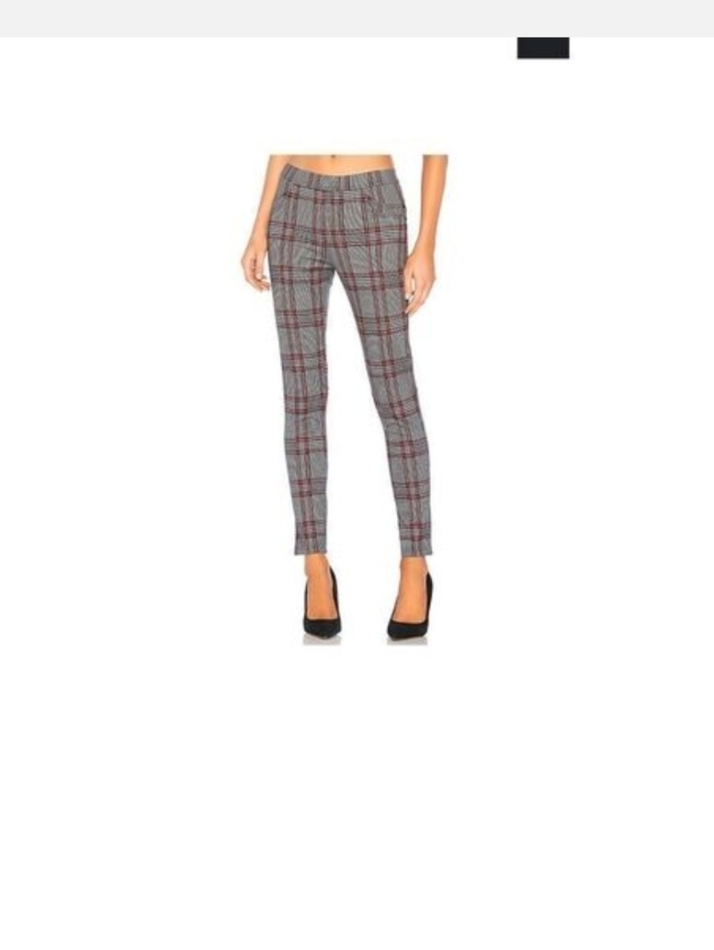 Sanctuary Grease Legging in Houndstooth red black gray white small pull on